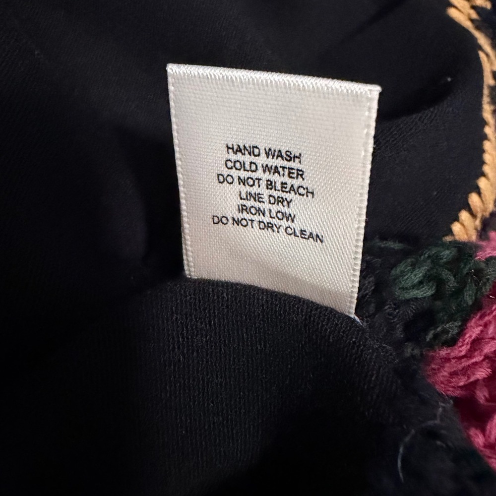 Double Zero Crochet Trim Vest M Black Multicolor Open Front Sleeveless Cardigan - Picture 5 of 5